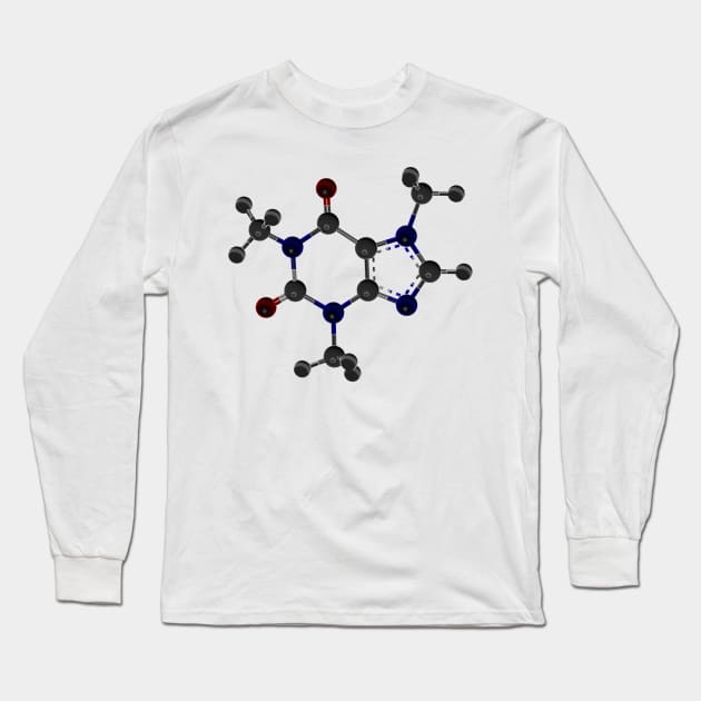 Caffeine Molecule Long Sleeve T-Shirt by ChemECool